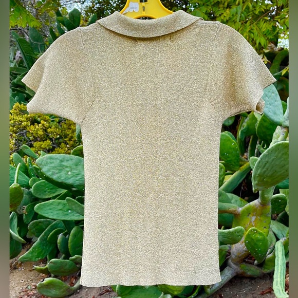 True Vintage 1980s Betsey Johnson Sparkling Gold Spandex Top Woman’s Size M - Picture 4 of 5